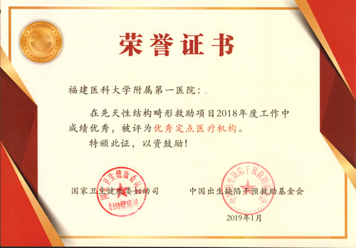 我院獲評(píng)2018年度先天性結(jié)構(gòu)畸形救助項(xiàng)目優(yōu)秀定點(diǎn)醫(yī)療機(jī)構(gòu)